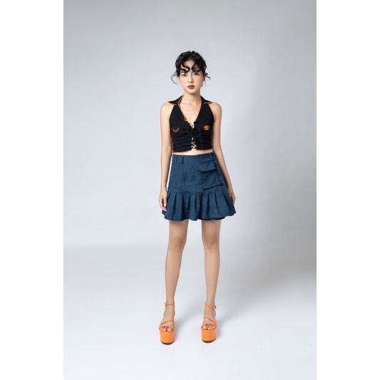 #taphoacotutamky #bestseller Chân váy Túi hộp gài nút lệch hông - Pocket Skirt