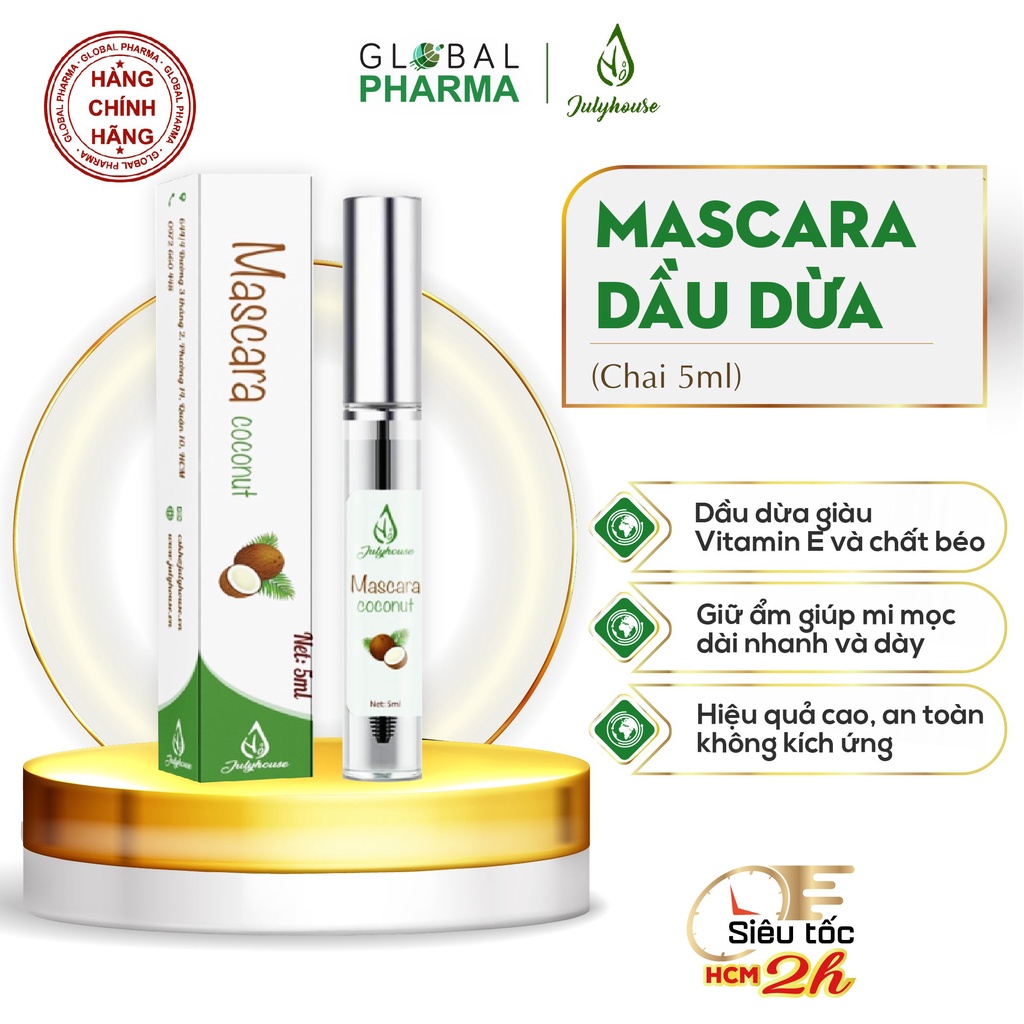 Mascara dầu dừa nguyên chất JULYHOUSE - dưỡng mi, giữ ẩm, dài, cong mi (5ml)