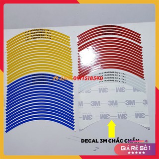 DECAL RACING PHẢN QUANG DÁN VÀNH RCB (TEM CHỈ VÀNH 1 BỘ ĐỦ DÁN 2 BÁNH) (hình thật)