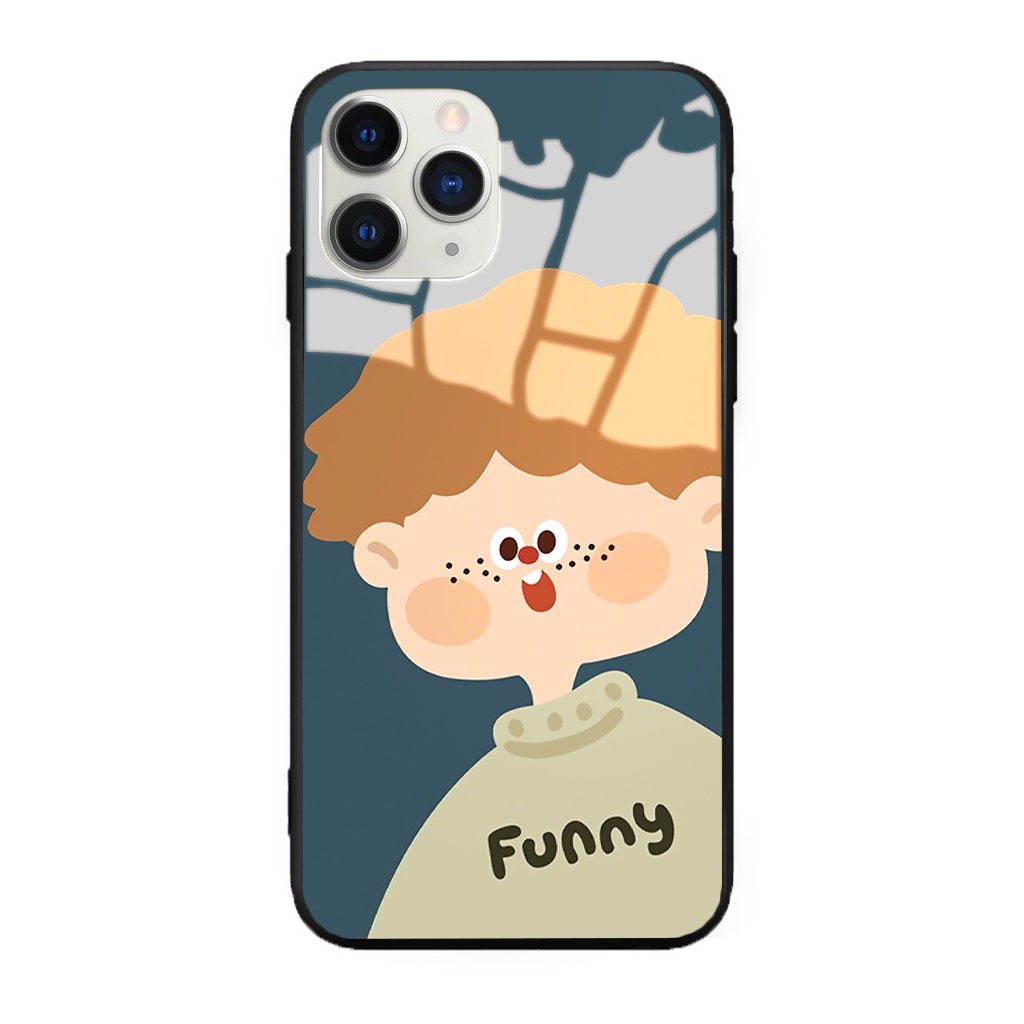 Ốp iphone kính cường lực Cặp đôi tóc xoăn nâu cho 11/11pro/11promax/x/xr/xsmax/6/7/8/plus/12 pro max/13 pro max-k364