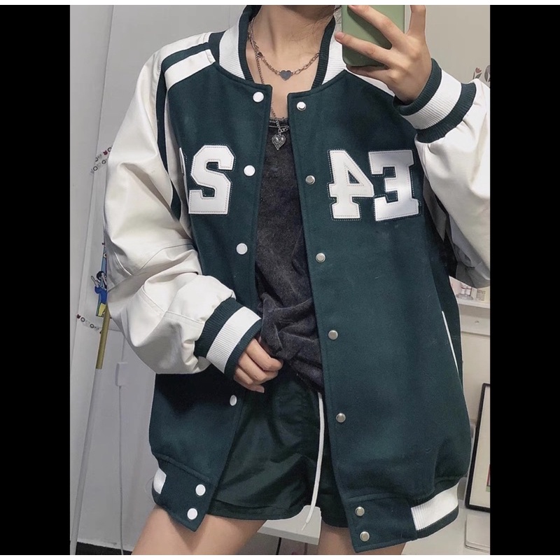 [LOẠI 1] Áo bomber - áo bóng chày form rộng unisex Nam Nữ phối tay trắng basic chuẩn form 5426