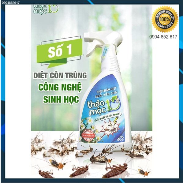 Bình xịt diệt côn trùng  Muỗi Kiến Gián  Sinh Học 100% THẢO MỘC 10S - An toàn hiệu quả được bộ Y tế cấp phép