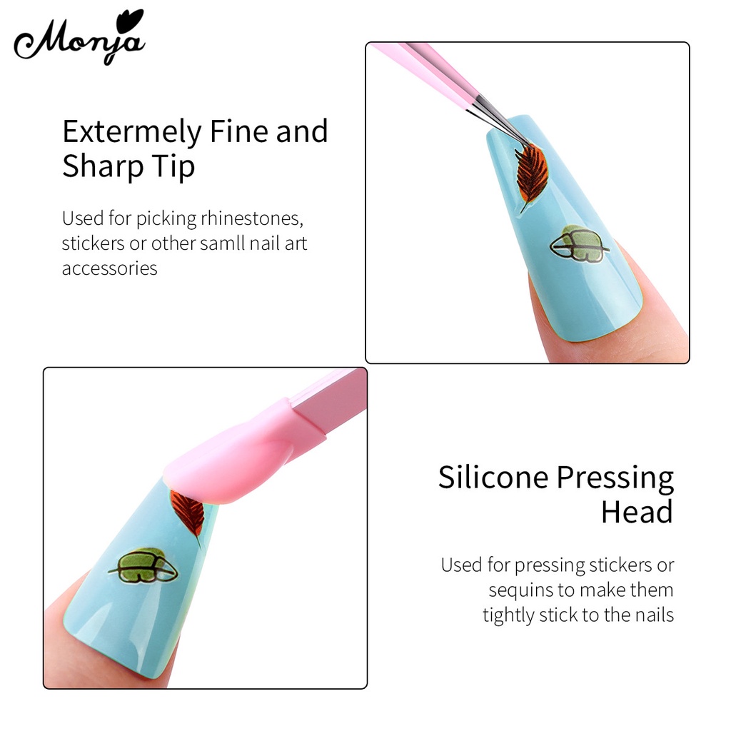 MONJA Nhíp hai đầu chuyên dùng gắn đá trang trí móng tay