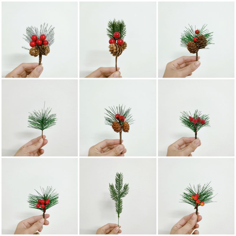 Cành thông nhựa làm vòng nguyệt quế, làm đồ handmade, trang trí nhà cửa
