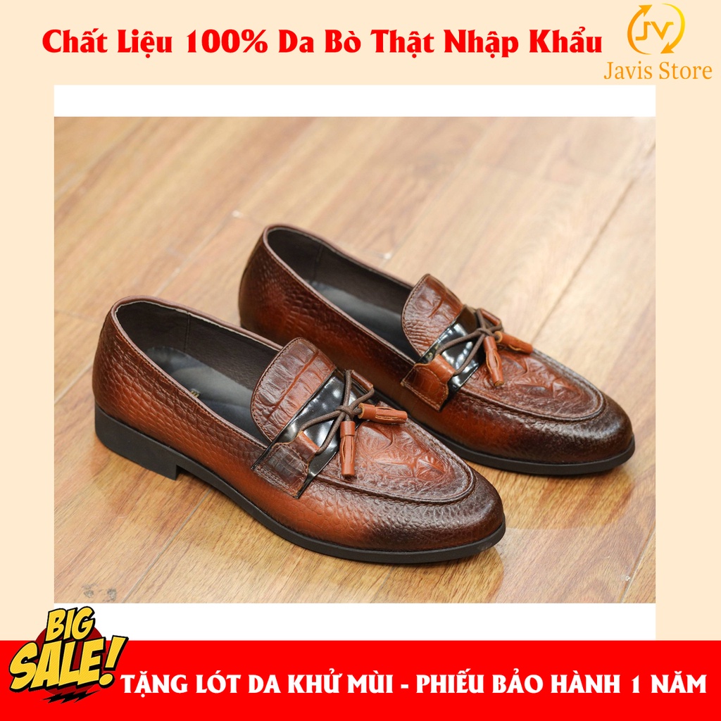 Giày lười công sở Da Bò thật mềm mại đế cao su non đúc nguyên khối L04