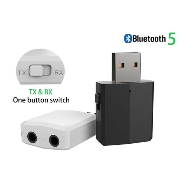Máy phát Bluetooth USB 5.0 cho TV 3.5mm Mini AUX âm thanh nổi có nút điều chỉnh gắn xe hơi