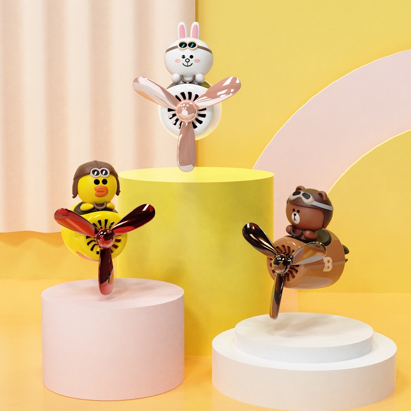 Line Friends Quạt khuếch tán nước hoa hình gấu nâu hoạt hình gắn lỗ thông gió xe hơi