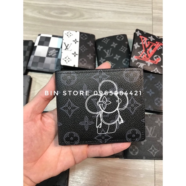 Ví da nam LV gập ngang cao cấp, Bóp gấp ngang LV nhỏ gọn tiện lợi giá rẻ, Bin Store