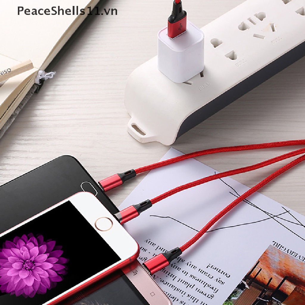 Dây Cáp Sạc 3 Trong 1 Đa Năng Cổng Micro USB Type-C Cho iPhone Android