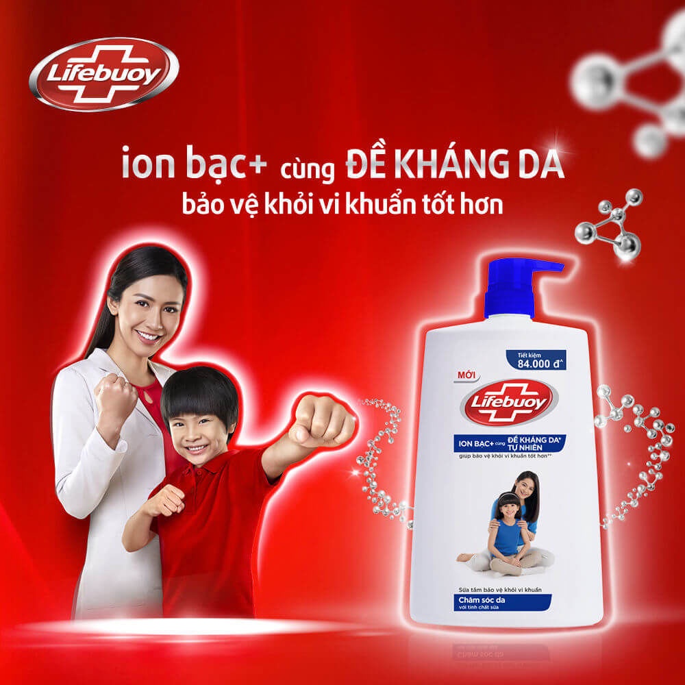 Sữa Tắm Lifebuoy Sạch Khuẩn Bảo Vệ Vượt Trội Mạnh Mẽ Chứa Ion Bạc+Hỗ Trợ Cùng Đề Kháng Da Tự Nhiên- chai 1,1KG