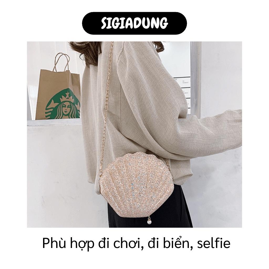 [SGD] Túi Xách Nữ - Túi Đeo Chéo Thời Trang Hình Vỏ Sò Đính Kim Tuyến Độc Đáo Đi Dự Tiệc 9060