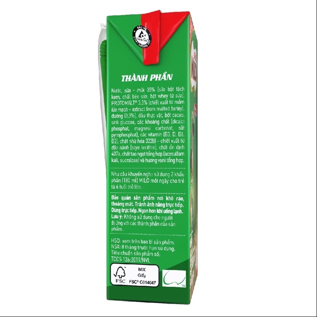 Sữa hộp milo 180ml lốc 4 hộp