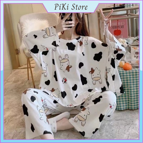Bộ Đồ Ngủ Nữ Pijama Dài Tay Cổ Tròn Mặc Nhà | BigBuy360 - bigbuy360.vn