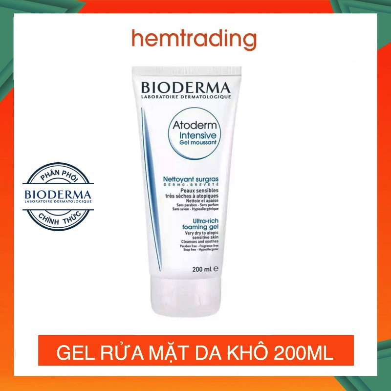 Gel Rửa Mặt Và Toàn Thân Bioderma Atoderm Intensive Gel Moussant 200ml - Phân phối chính hãng