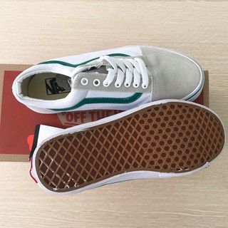 (Ảnh thật+Full box + tặng tất) Giày old skool da lộn trắng kẻ xanh