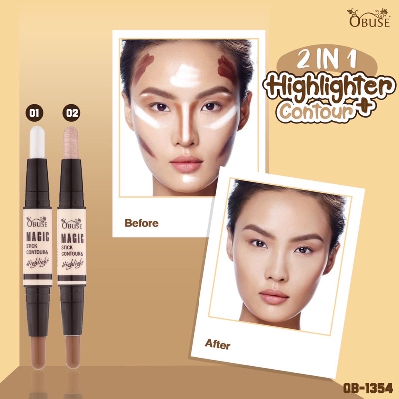 Bút tạo khối bắt sáng 2 đầu OBUSE STICK MAGIC HIGHLIGHTER &amp; CONTOUR