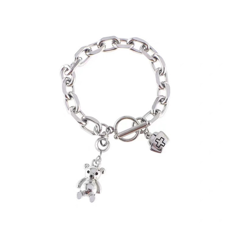 [Mã FAMAYFA giảm 10K đơn 50K] Ins Nurse Hat Bear Couple Bracelet Hip-hop Style OT Buckle Personality Bracelets | BigBuy360 - bigbuy360.vn