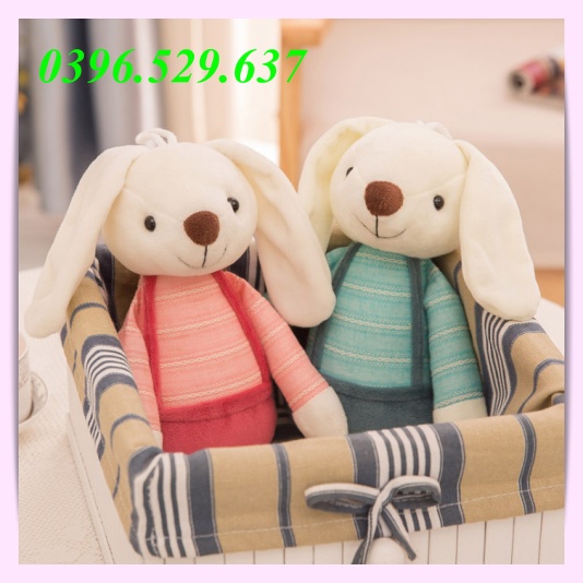 Gấu Bông Thỏ Chân Dài Mặc Yếm Đáng Yêu Quà Tặng Ý Nghĩa Cho Người Thân Bạn Bè - V19