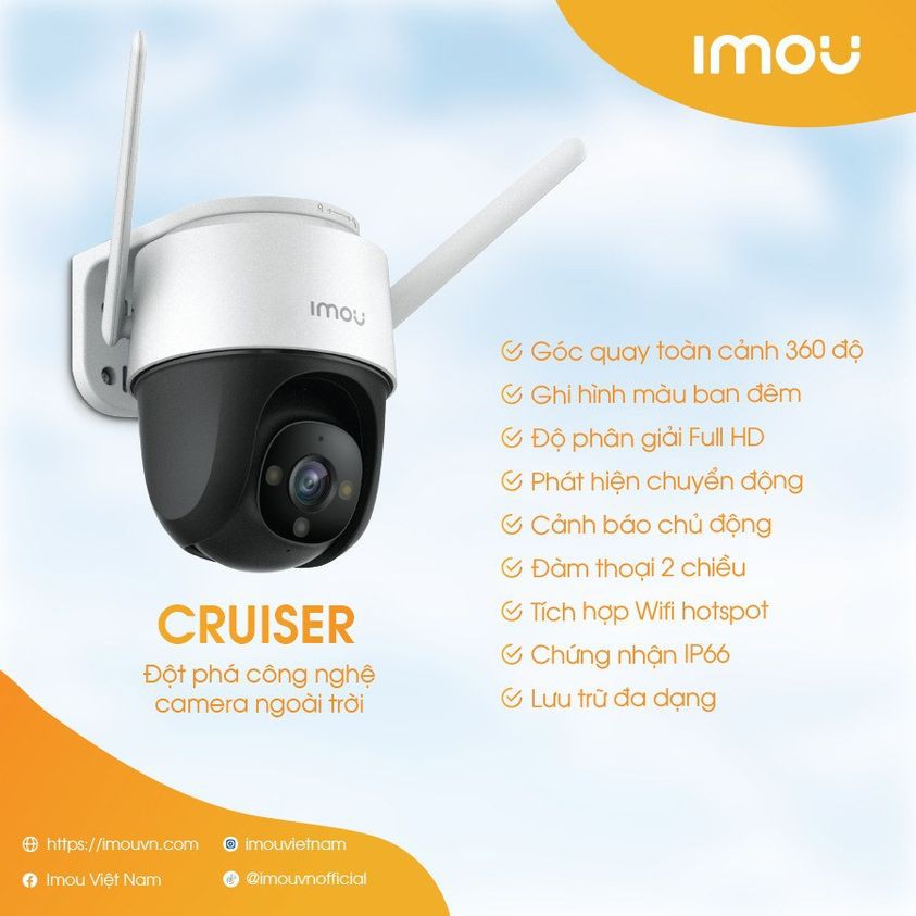 Camera wifi imou S22FP Ngoài trời PTZ có màu về ban đêm, Camera an ninh quan sát SPEED DOME