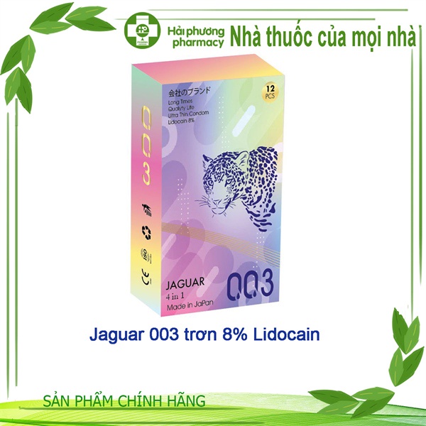 Bao cao su Jaguar 0.03 trơn 8% Lidocain Nhật Bản ôm sát, chống tụt, trơn mỏng và kéo dài thời gian, bao cao su cao cấp
