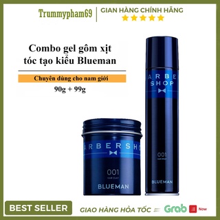 COMBO GEL WAX TẠO KIỂU TÓC + GÔM XỊT GIỮ CỨNG NẾP TÓC BLUEMAN 90g+99g [Chính Hãng]