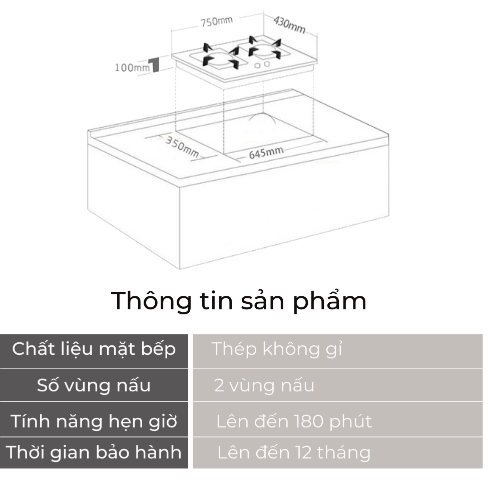 Bếp Gas Đôi NEMI Âm Dương GZ599 10 Đầu Đốt Công Nghệ Nhật Với Tính Năng Hẹn Giờ Thông Minh
