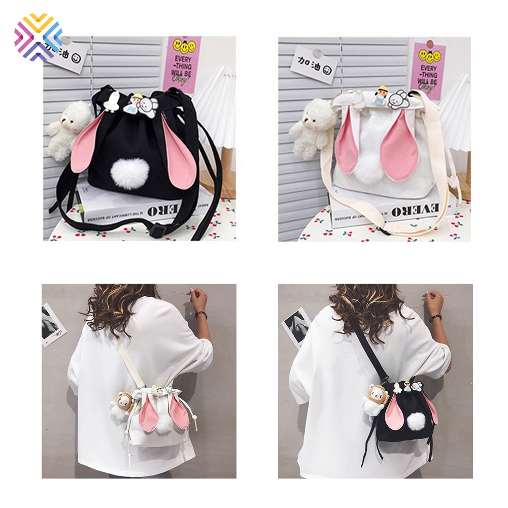 Túi Đeo Chéo Một Bên Vai Vải Canvas JP7 Dễ Thương Phong Cách Hàn Quốc Cho Nữ