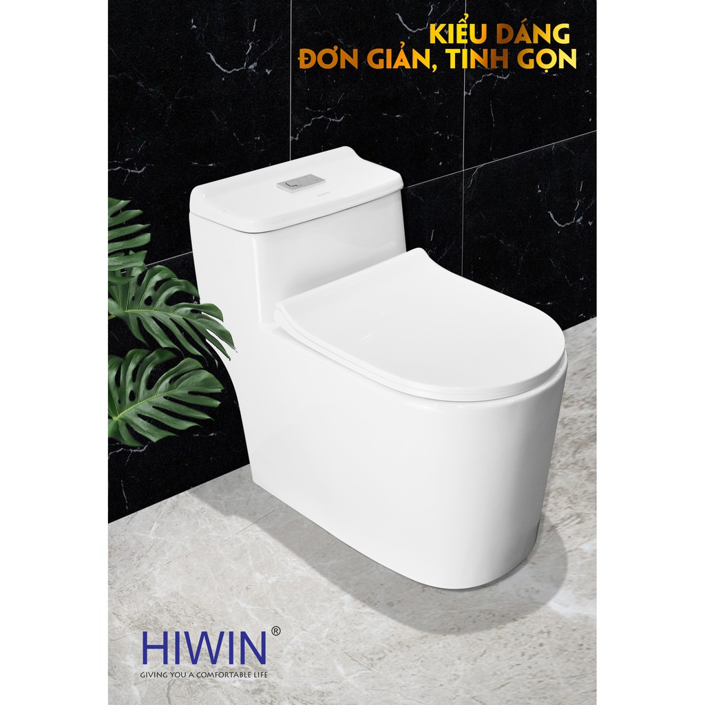 Bồn cầu nguyên khối sứ cao cấp Hiwin MT-2020 sang trọng 680x380x610mm