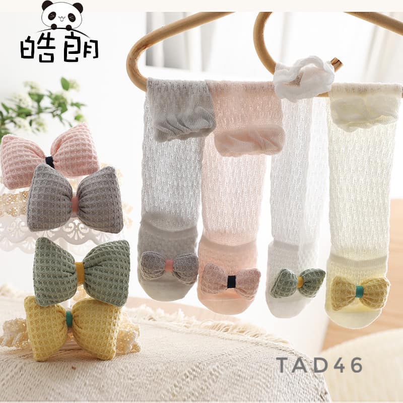 Tất lưới dài đính nơ cho bé - TAD46