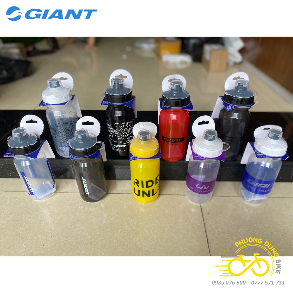 Bình nước nhựa trong suốt cao cấp xe đạp GIANT 600CC - CHÍNH HÃNG