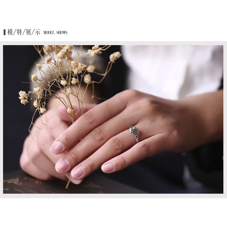 Nhẫn Đeo Tay Kim Loại Tạo Hình Hoa Hồng Phong Cách Retro Cho Nữ