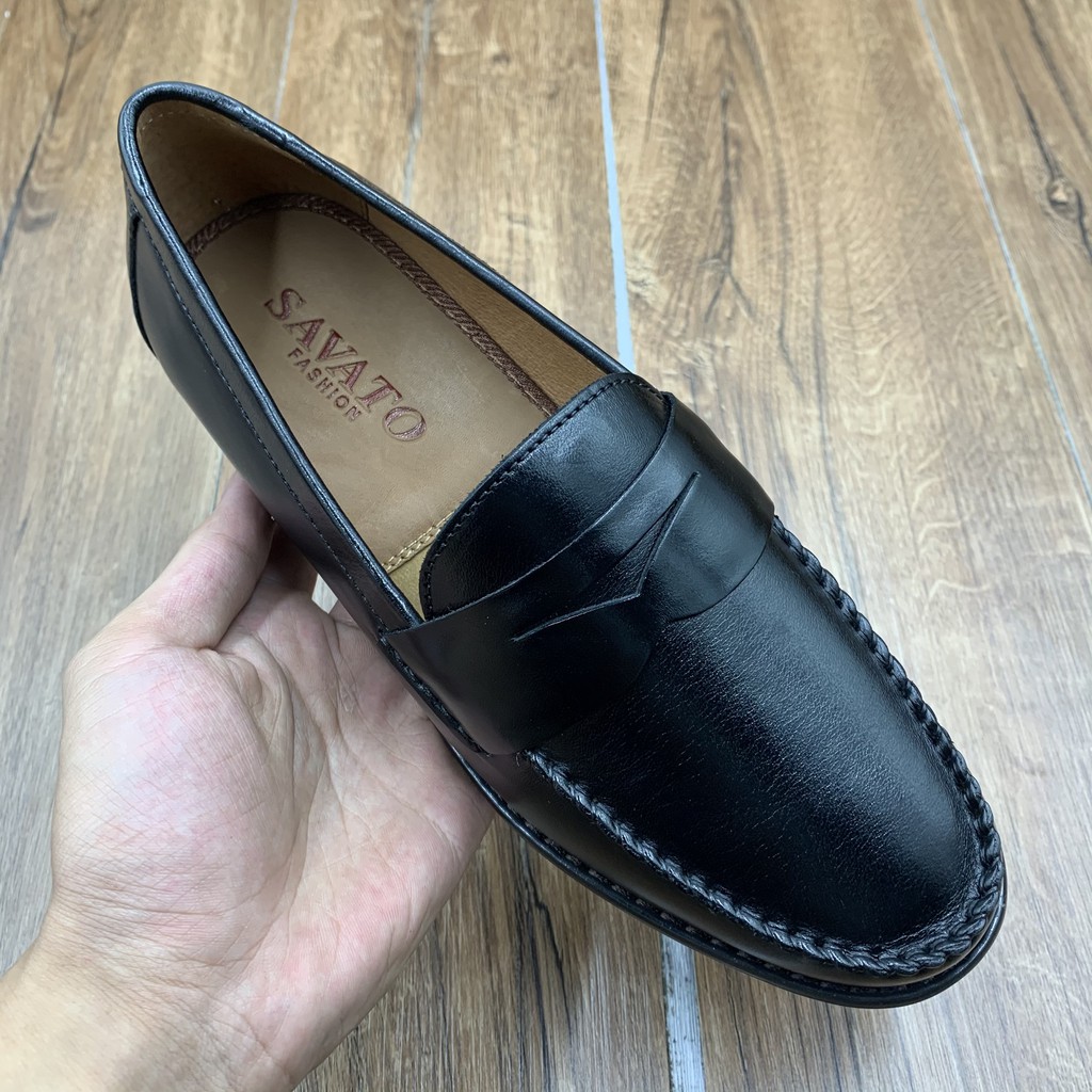Giầy lười công sở nam đen  + Tặng đón gót sừng