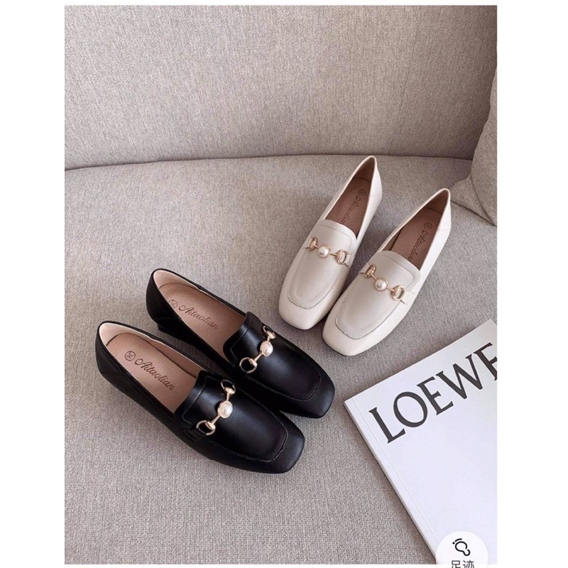 GIÀY LOAFER GÓT VUÔNG 5P ĐÍNH NGỌC