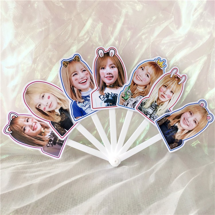 Quạt BP Lisa Jisoo Jennie Rose đầu dán to quạt cầm tay phong cách hàn quốc thiết kế sáng tạo đẹp thời trang