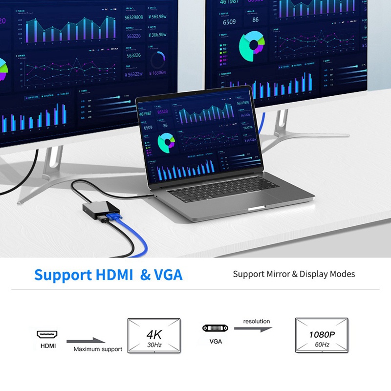 Bộ Chia Cổng Type-C 6 Trong 1 Usb 4k Hdmi Vga Cho Macbook Pro | BigBuy360 - bigbuy360.vn