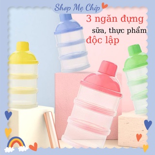 Hộp Đựng Sữa Bột, Đồ Ăn Khô 3 Ngăn Xách Tay Tiện Lợi Cho Bé Khi Đi Chơi, Di Chuyển