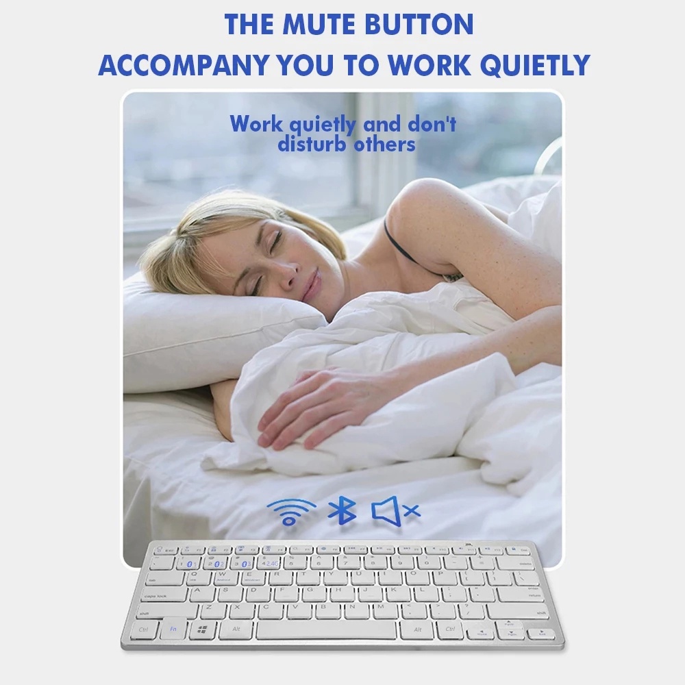 Combo BàN PhíM + ChuộT Bluetooth 5.0 & 2.4G Không Dây Mini Cho Laptop PC TV iPad Macbook Android