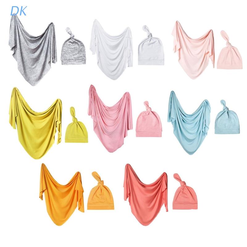 Set 2 Chăn Quấn Kèm Nón Mềm Mại Dùng Chụp Ảnh Cho Bé Sơ Sinh