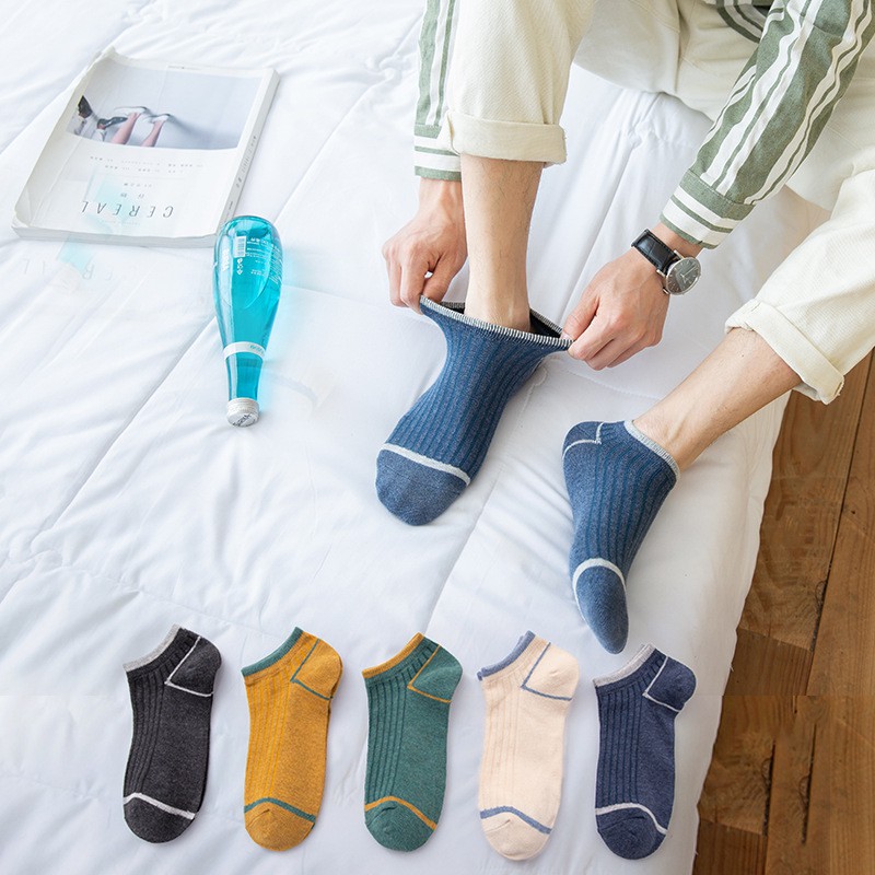 Tất nam thấp cổ vải cotton thoáng khí thấm hút mồ hôi tốt - màu sắc ngẫu nhiên TN01