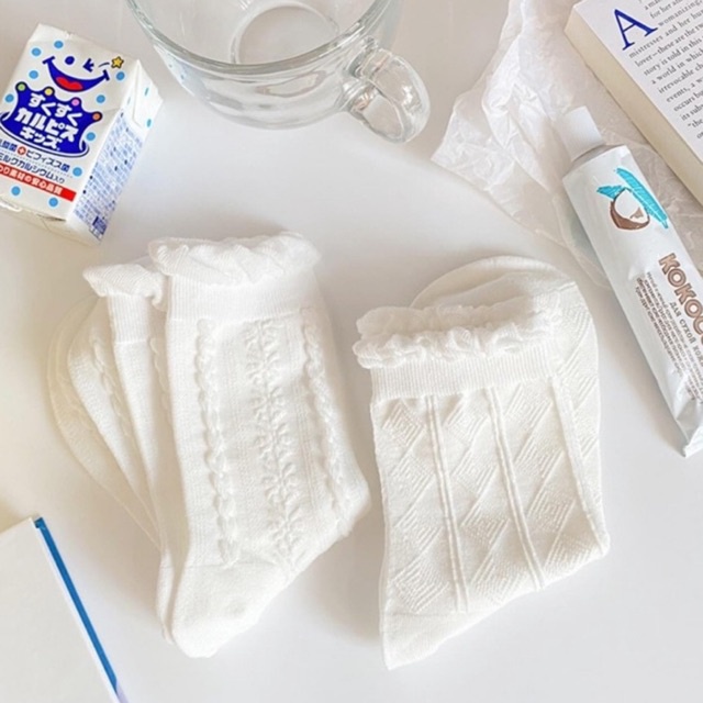 Vớ cổ cao lolita nữ tất ren cotton thời trang đẹp kháng khuẩn khử mùi thấm hút mồ hôi tốt MONEY VC026