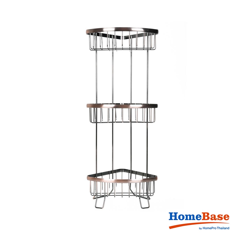 HomeBase MOYA Giá nhà tắm 3 tầng bằng thép H1819C W27xD19.6xH66 Cm màu đồng