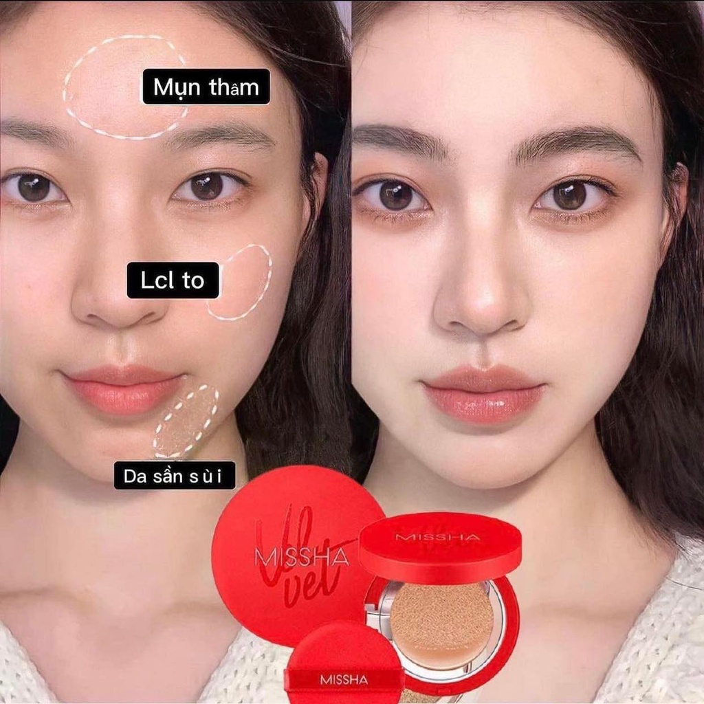 Phấn Nước MISSHA Velvet Finish Cushion SPF50+/PA+++ 15g ( đỏ )