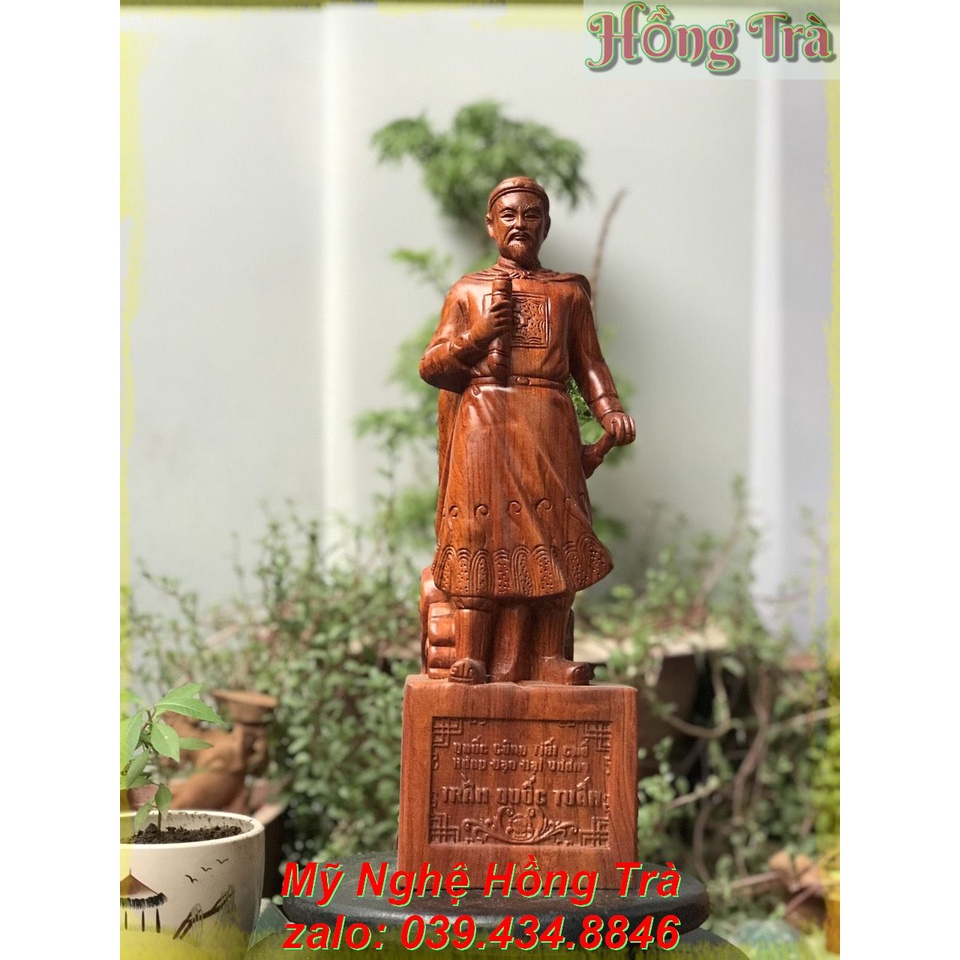 Tượng gỗ đẹp. Hưng Đạo Vương Trần Quốc Tuấn gỗ Hương cao 40cm. Tượng cao cấp