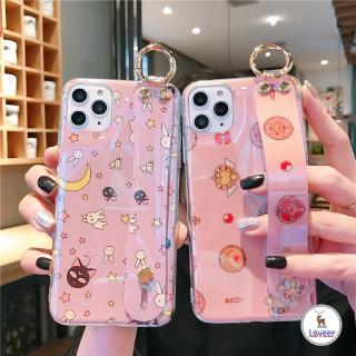 Ốp điện thoại TPU mềm phong cách Thủy thủ mặt trăng có quai cầm tay cho IPhone 11 Pro Max X XS Max XR 6 6s 7 8 Plus
