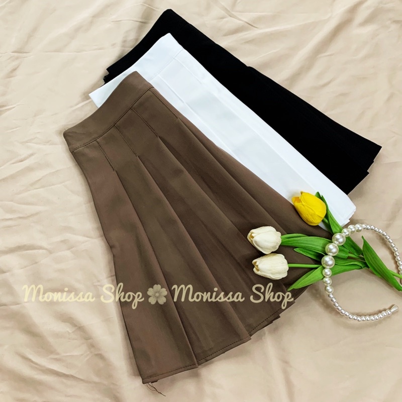 Chân váy tennis ngắn xếp ly dáng xòe thời trang nữ hàng cao cấp ba màu ĐEN NÂU TRẮNG