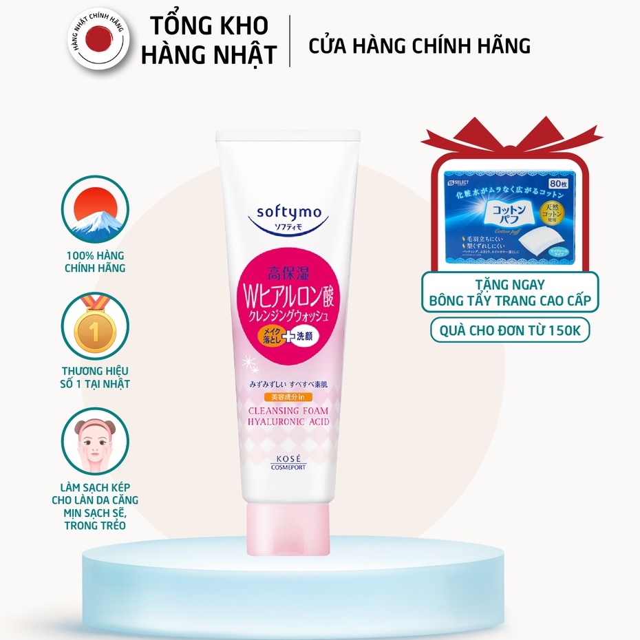 Sữa Rửa Mặt Dưỡng Ẩm Kose Softymo Cleansing Foam Hyaluronic Acid (190g)