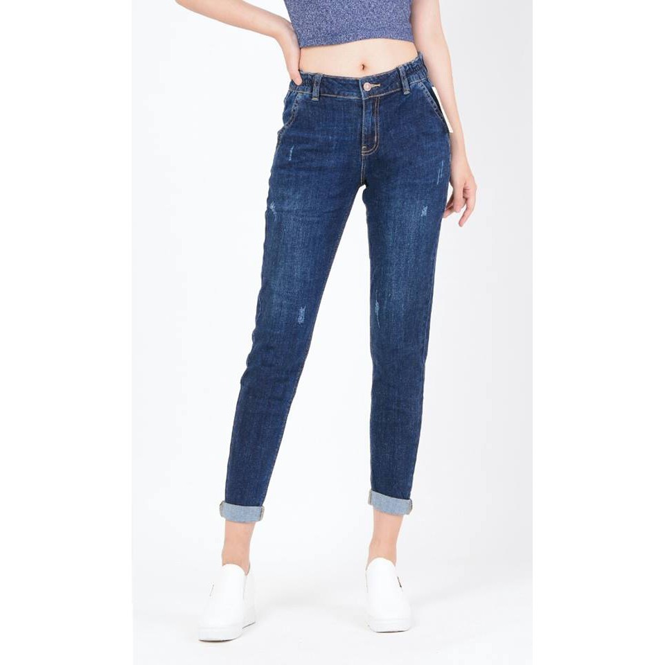 Quần Jean Xước nhẹ lưng thun phối nút 9 tấc - 045Abbianca | BigBuy360 - bigbuy360.vn