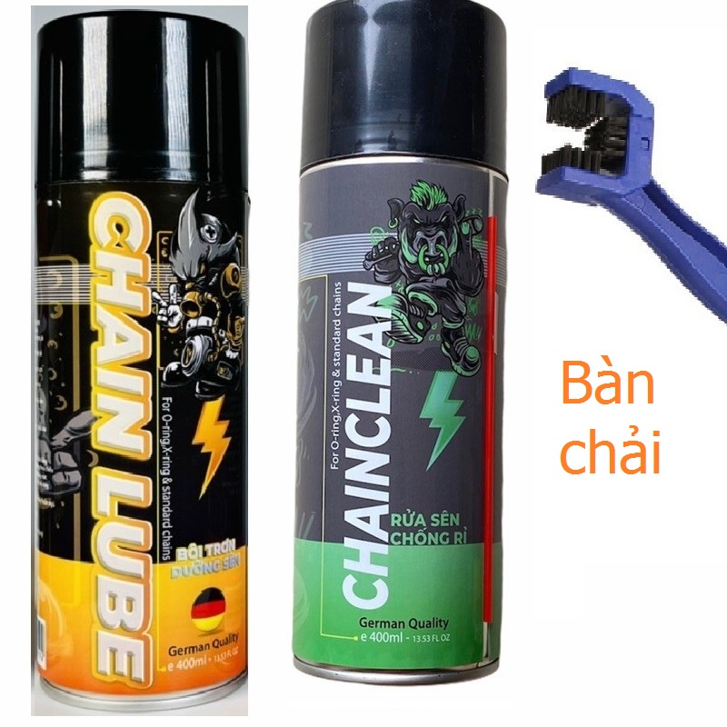 [FreeShip] Combo Bộ Dưỡng Sên Rửa Sên Sprayking 400ml, Vệ sinh nhông sên dĩa với cịt Spray King và chai bôi trơn 400ml