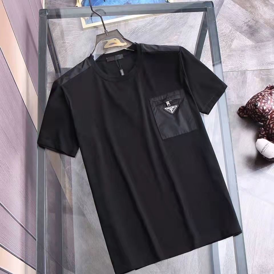PRADA Áo Thun Tay Ngắn Cổ Tròn In Hình Tam Giác Thời Trang Mùa Hè Cho Nam 2022