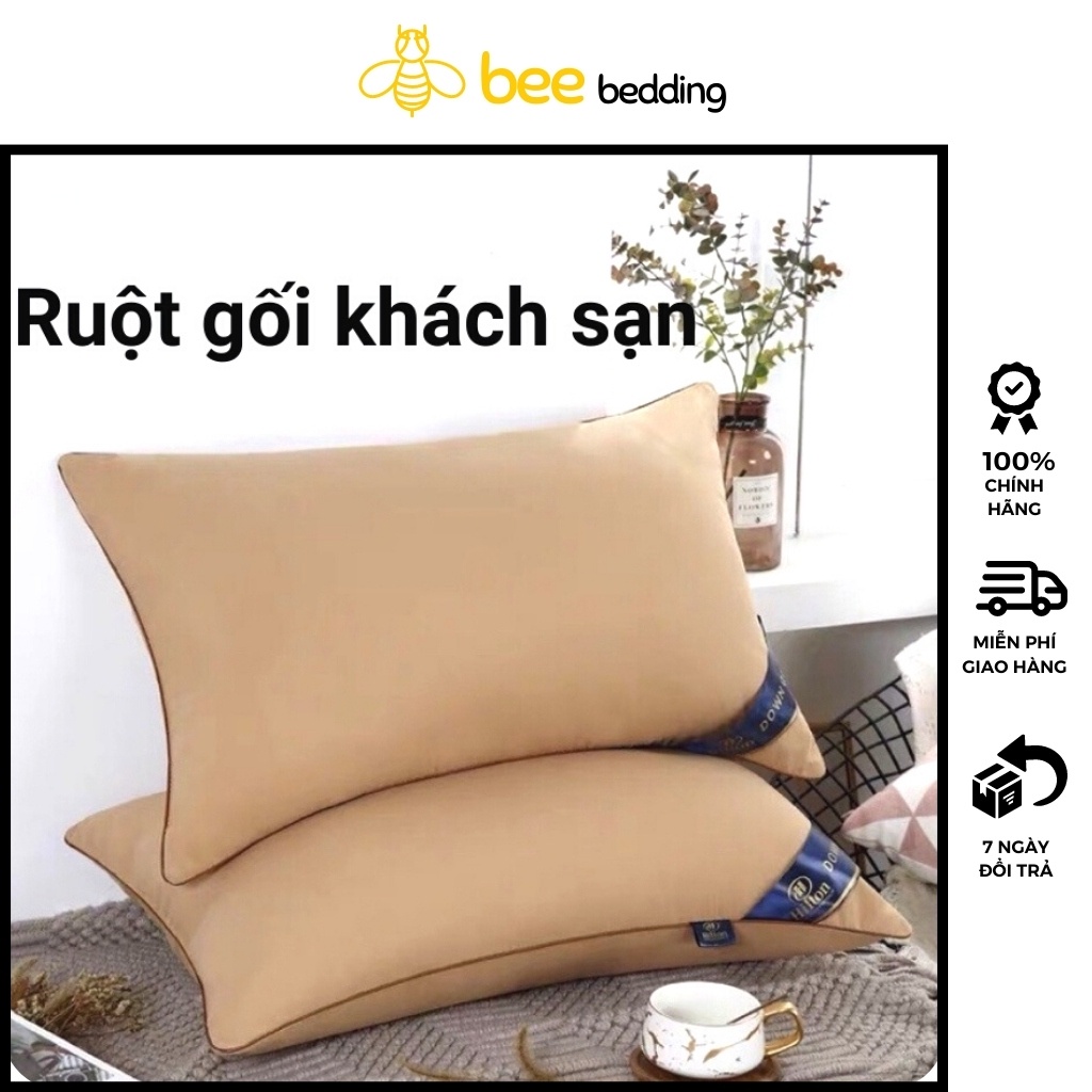 Ruột Gối Hilton Bee Bedding - Gối Bông Gòn Pillow Cao Cấp 45 X 65 Và 50 X 70, Chuyên Dùng Cho Khách Sạn, Homstay